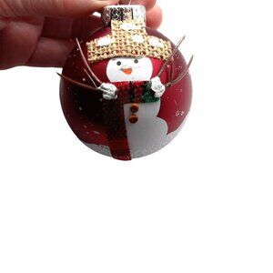 G&B Red Christmas Ornament Ball Country Snowman Vintage 2007